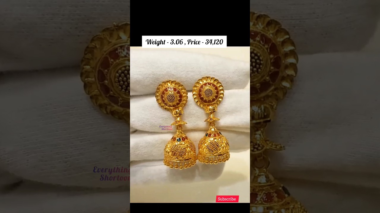 Latest gold jhumka earrings l gold earrings for womens with price..#shorts