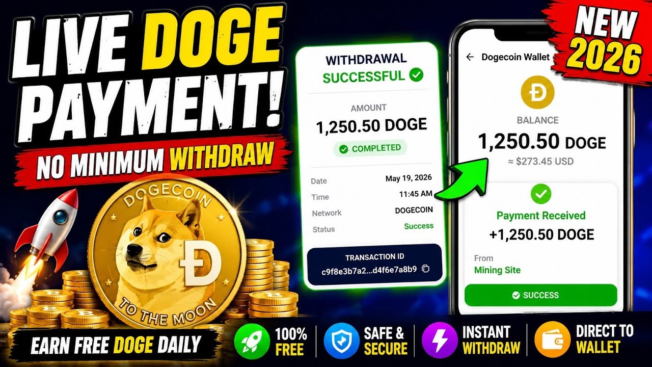 NEW Dogecoin Mining Site 2026|No Minimum Withdrawal|Live Payment Proof @KayaniG-hc2gr 
