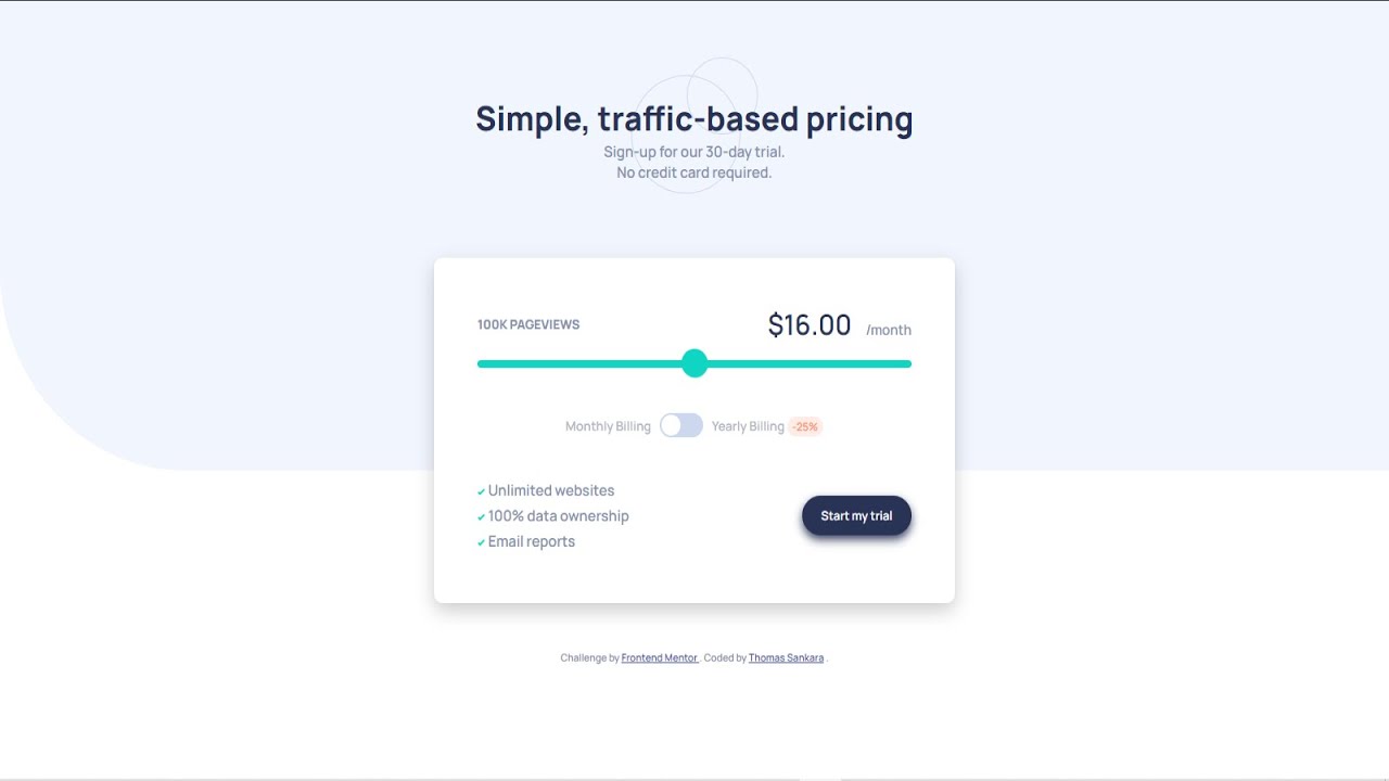 Interactive Pricing Component - Frontend Mentor Challenge