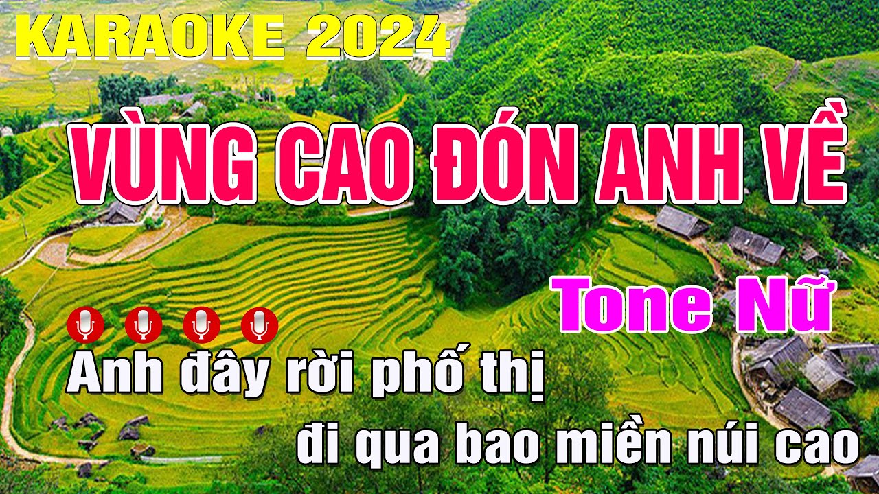 Vùng Cao Đón Anh Về Karaoke Tone Nữ (Cm) Nhạc Sống | Trung Hiếu