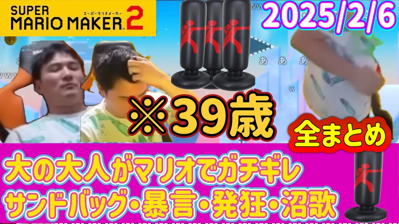 大の大人がマリオでガチギレ。サンドバッグ・暴言・沼歌全まとめ 加藤純一マリオメーカー2【2025/2/6】