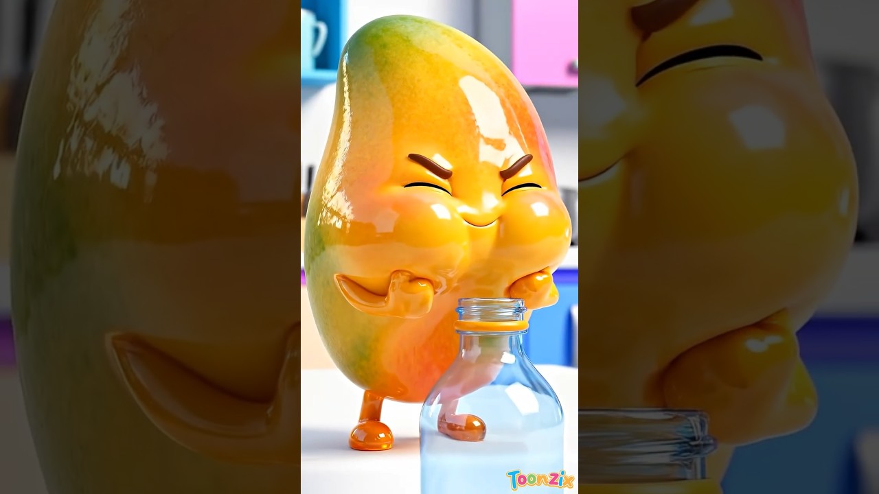Манго сжимается 🥭🧃 | Это манго сжимает себя само | Забавный мультфильм про фрукты для детей 😍 