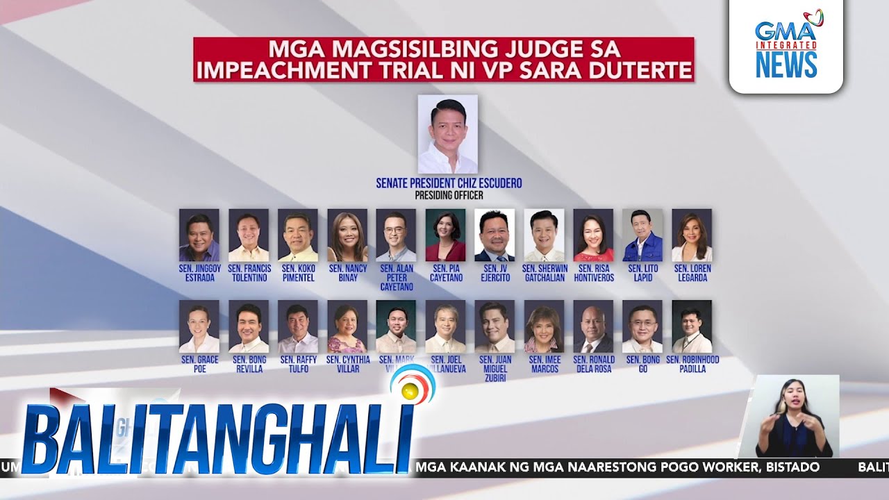 Mga magsisilbing judge sa impeachment trial ni VP Sara Duterte | Balitanghali