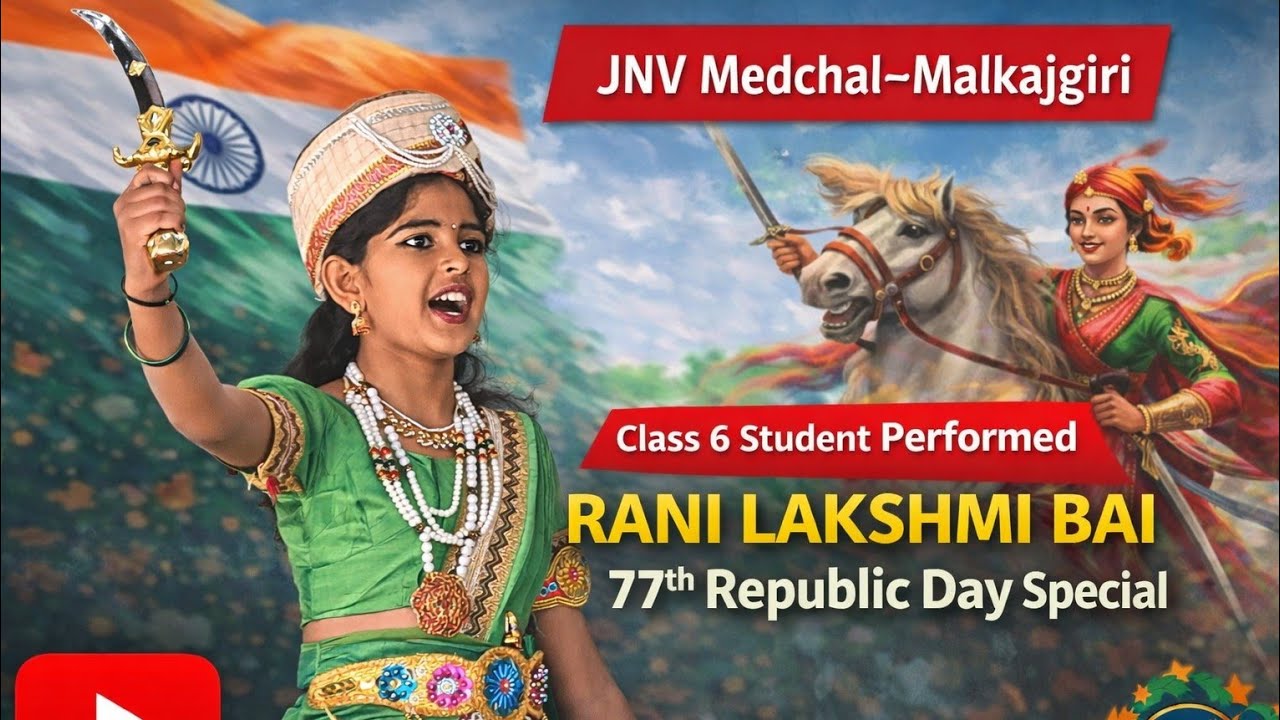 Brave Portrayal of Rani Lakshmi Bai by class 6th student Ruthvika | JNV MEDCHAL-MALKAJGIRI