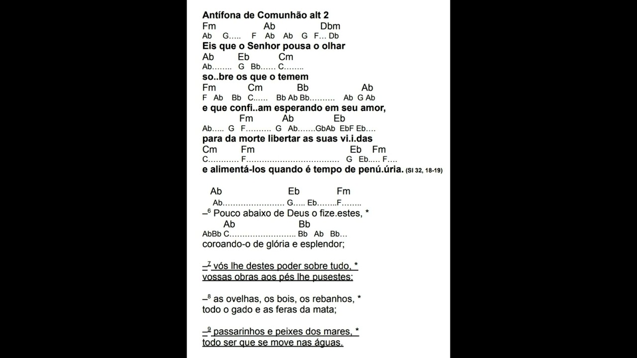 Eis que o Senhor pousa o olhar - Comunhão 29º Domingo do Tempo Comum - Alternativa
