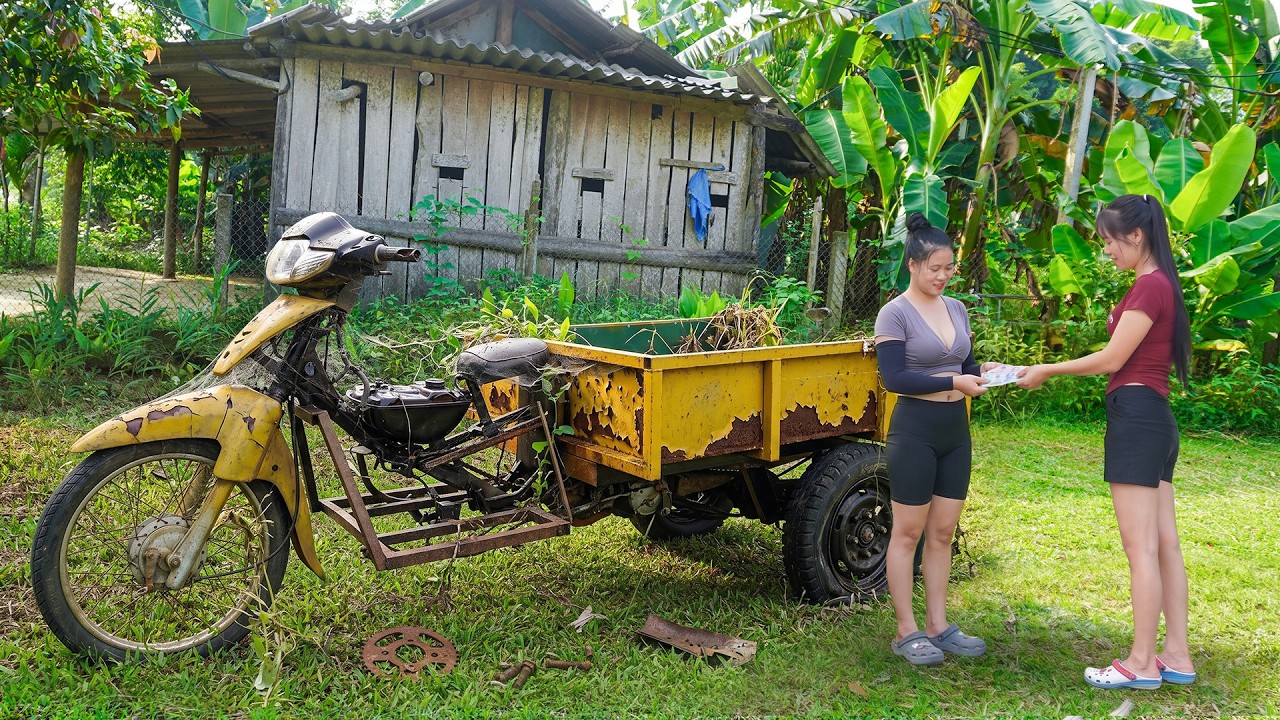 Talented Girl Buys an Old Motorcycle and Transforms It into an Amazing Cargo Tricycle