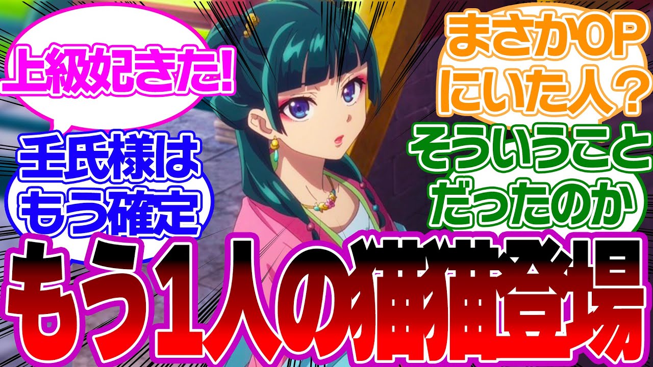【アニメ5話】猫猫と壬氏の関係が向上！ついに猫猫の美貌が明かされて視聴者愕然！？についてのの反応 【薬屋のひとりごとリアルタイム反応集】  玉葉 阿多妃 梨花妃