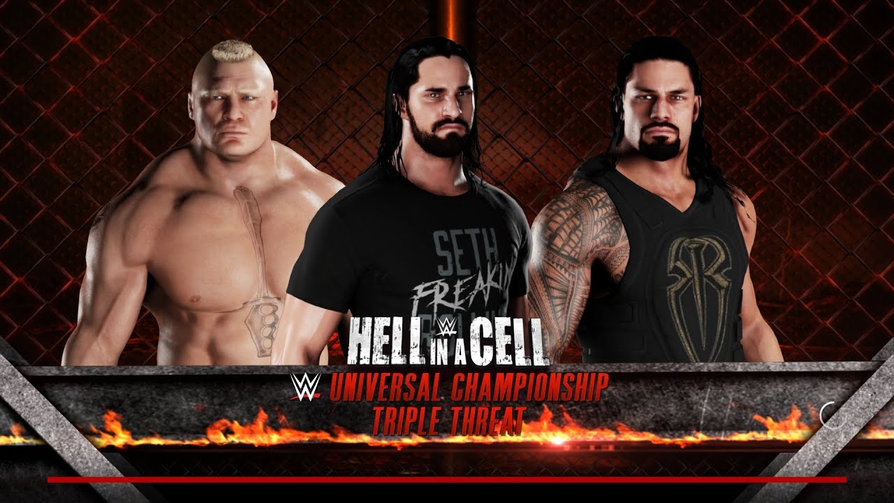 WWE 2K18 PC - Seth Rollins VS Brock Lesnar VS Roman Reigns - Triple Threat