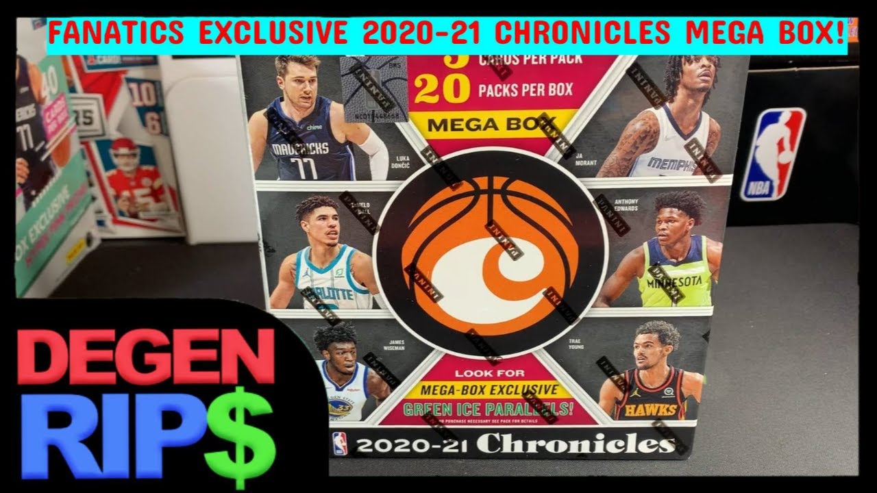 2020-21 Panini Chronicles Basketball FANATICS Exclusive Mega Box! SICK Green Cracked Ice Parallels!