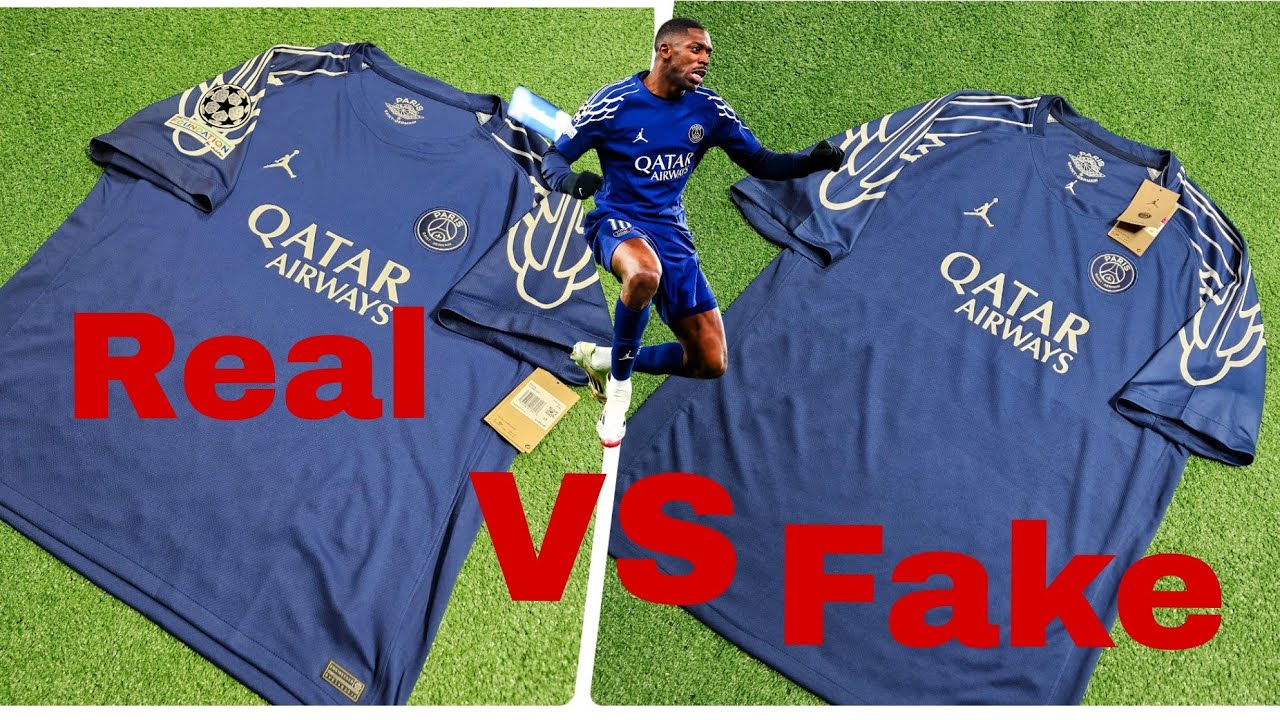 Video comparison of fake vs real PSG fourth wings jersey by Jordan