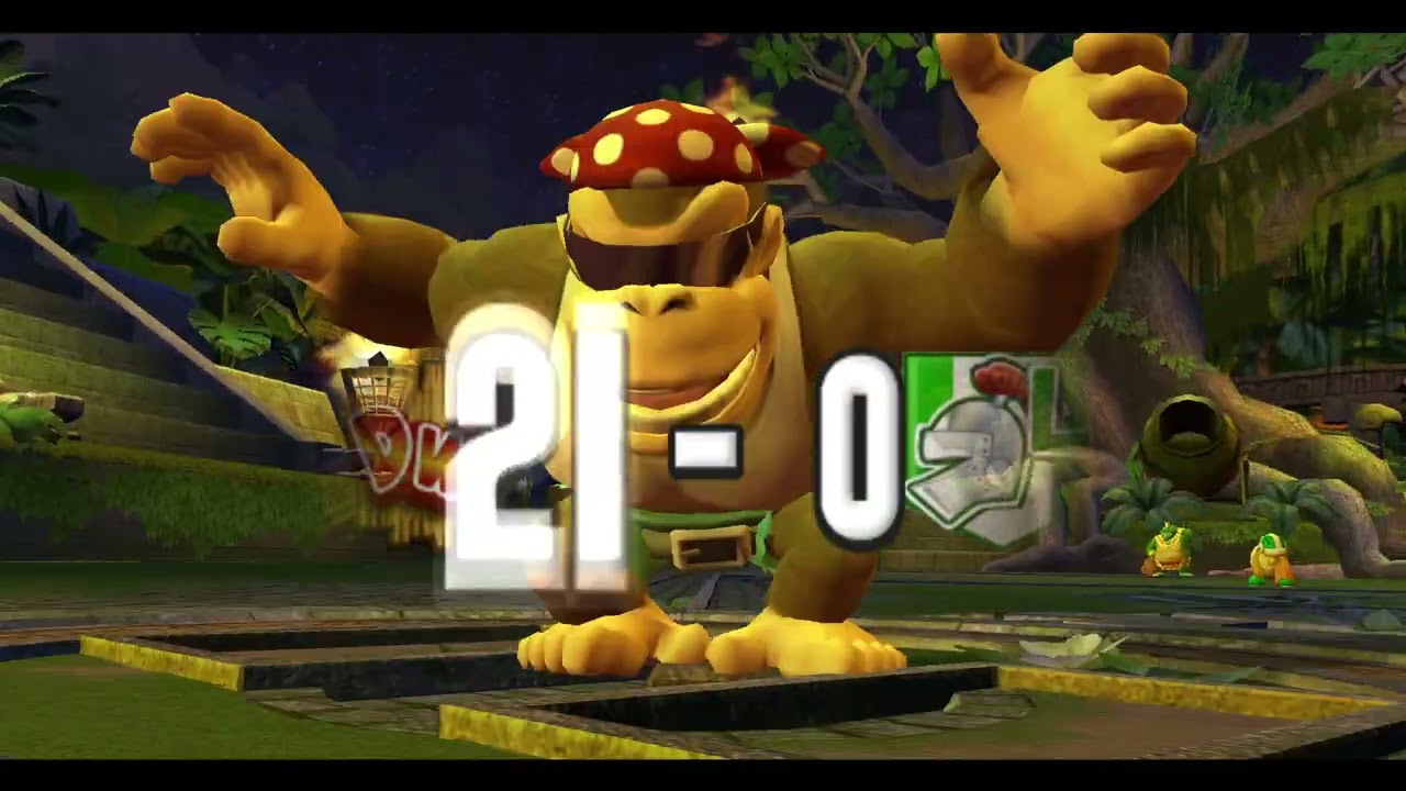 Mario Super Sluggers DK Wilds vs Luigi Knights in DK Jungle Night