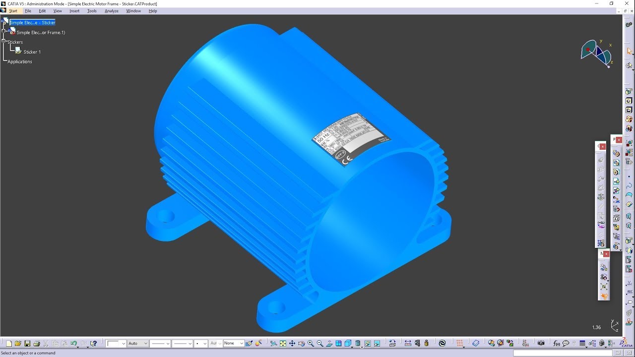 CATIA V5-6R2017 - SIMPLE ELECTRIC MOTOR FRAME