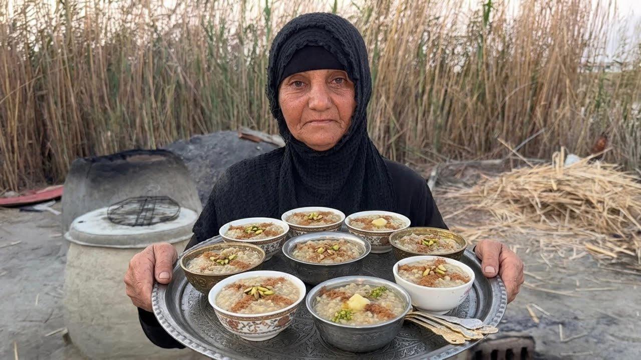 ام كبير في السن تقوم بتوزيع 100 ماعون من الهريسة على العوائل البسيطة وعلى الرغم من حالتها الماديه