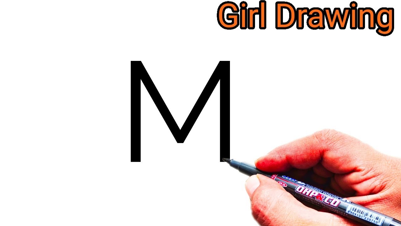 How to Draw Girl From M Letter | Easy Girl Drawing From letter | Letter Drawing