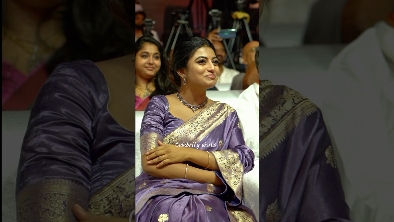 Heroine Anandhi looking so beautiful in saree at Bhairavam Pre release event