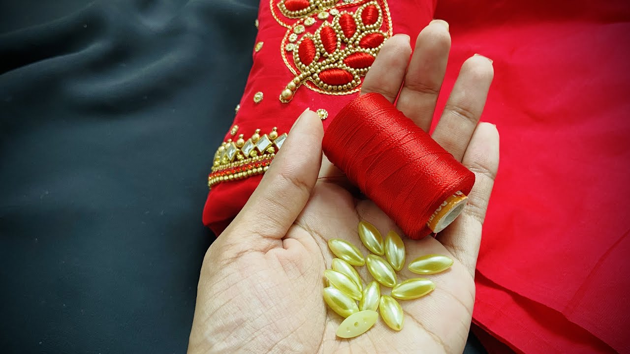 Simple and elegant aari embroidery sleeve design for wedding | Aari work for beginners