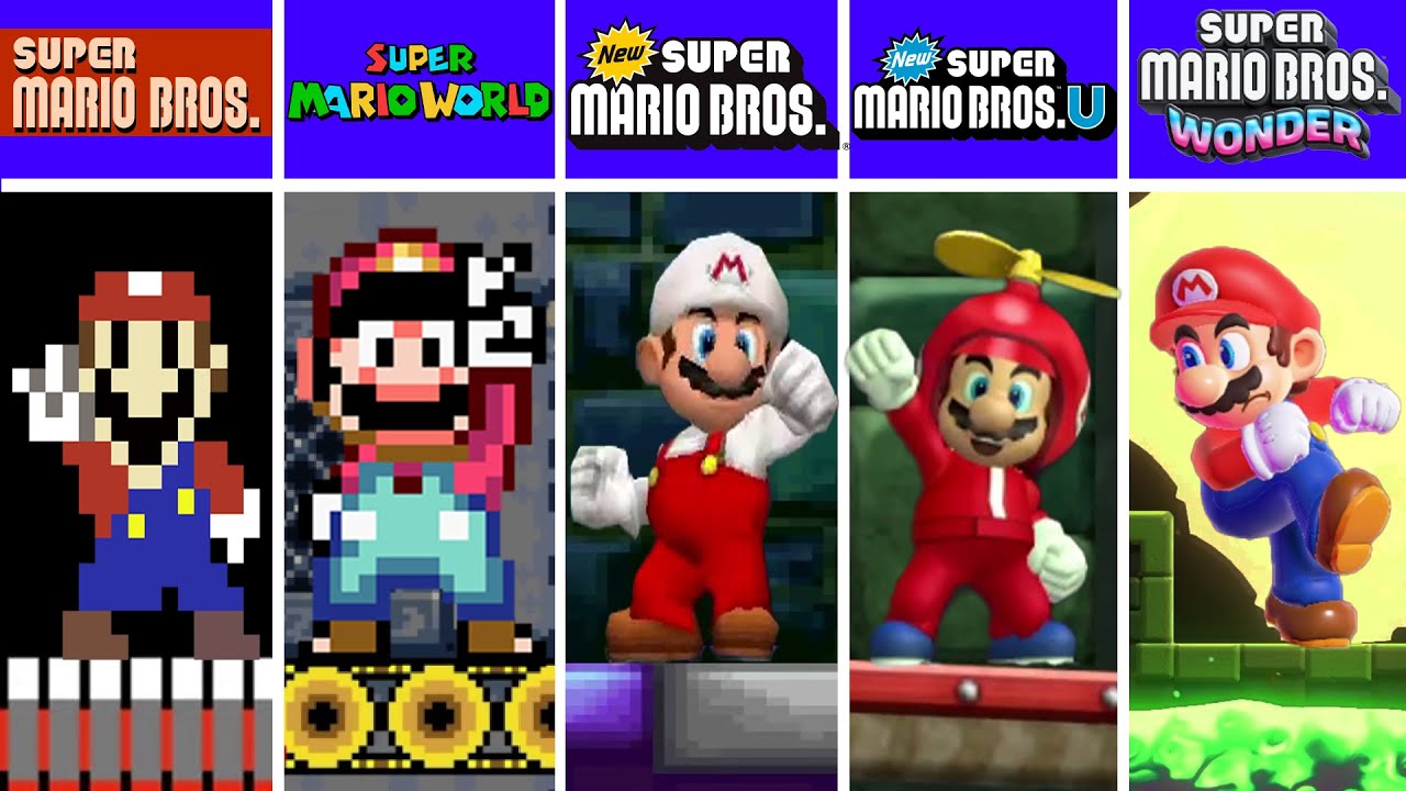 Evolution of Super Mario Vs First Castle in Super Mario Games (1985-2025)