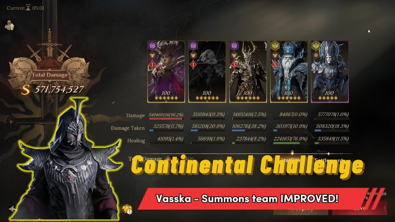 ⚔️  Summons Team vs Vasska IMPROVED!!! | Continental Challenge Boss | Dragonheir: Silent Gods