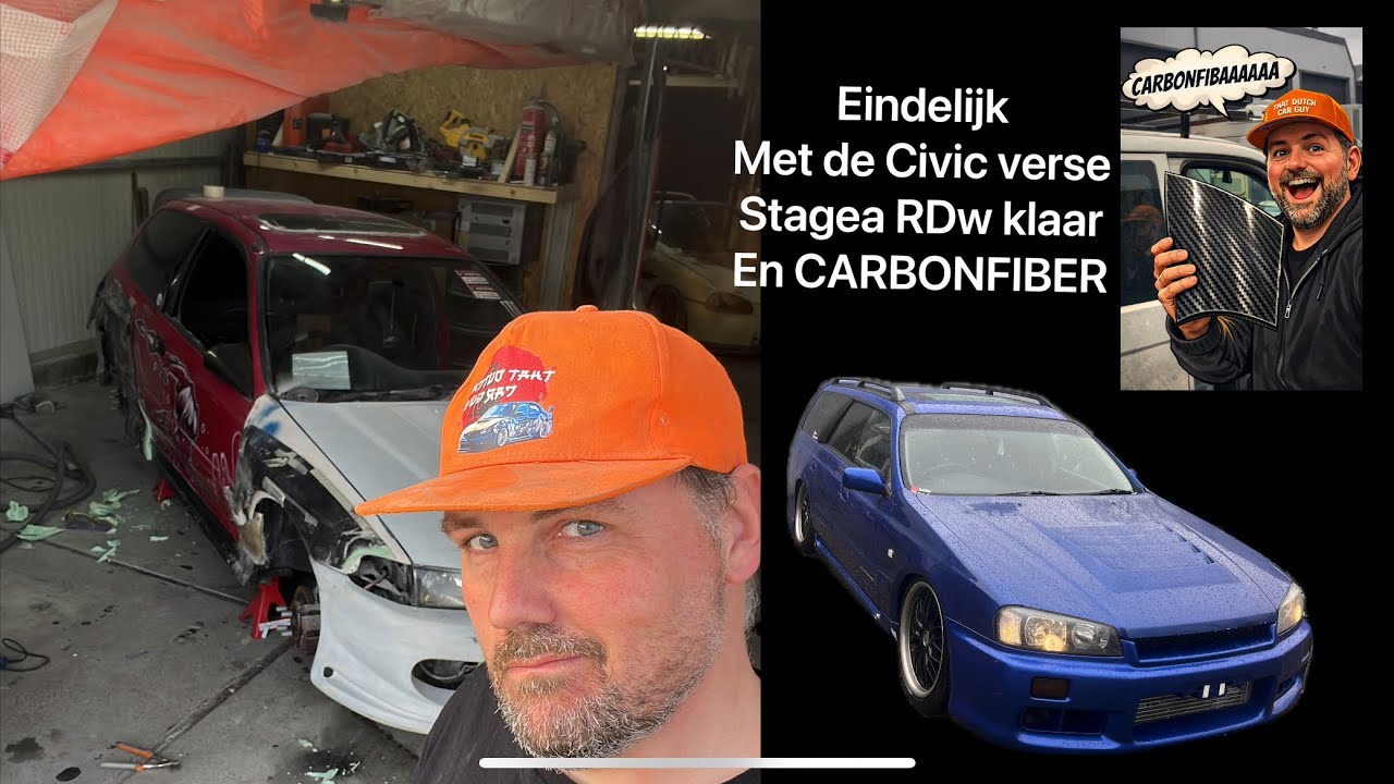 #vlog 10 EINDELIJK AAN DE CIVIC VERDER STAGEA  UPDATE  EN CARBON FIBERRRR