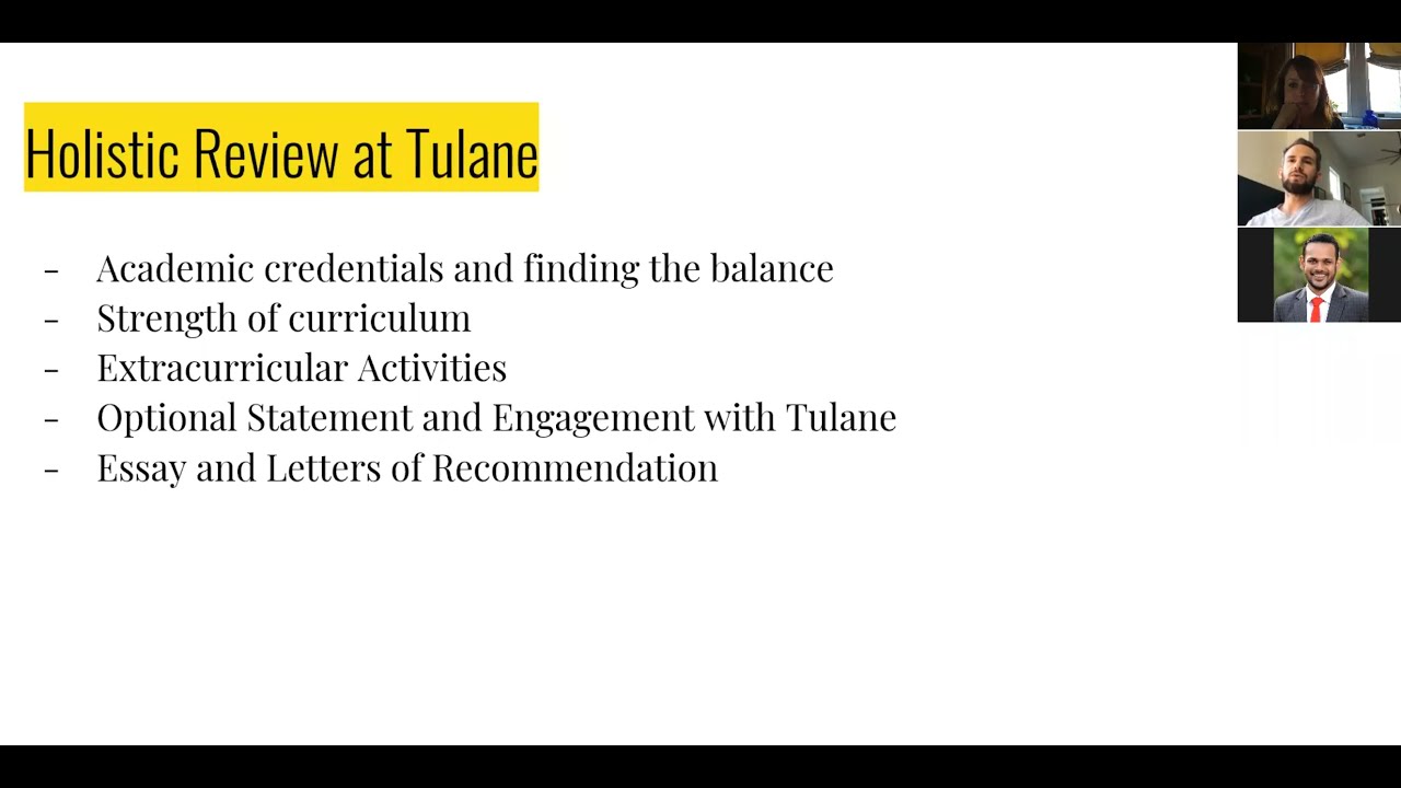 Tulane Test Optional Webinar