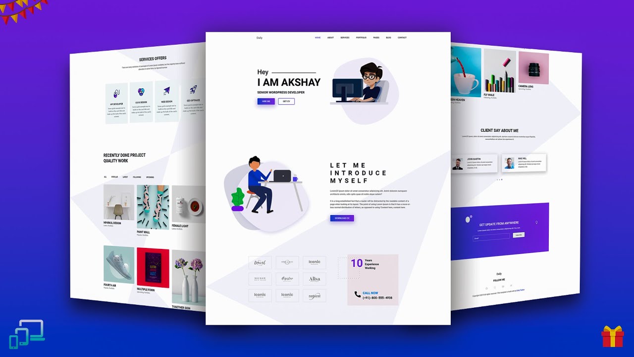 Complete Portfolio Website with Bootstrap - HTML/CSS