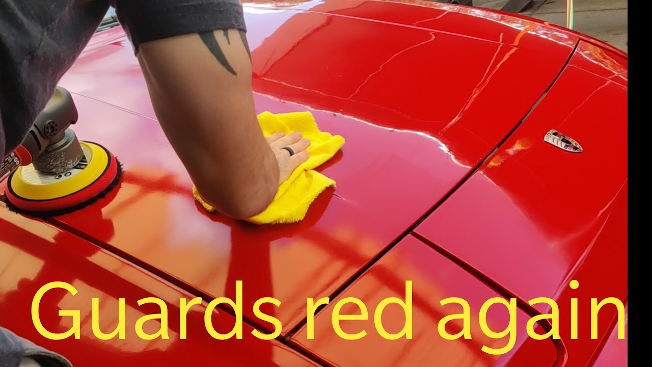 Porsche 944 paint correction: wet sand, compound & polish orange peel guards red