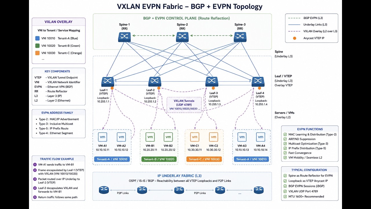 Layer2 bridging and Layer3 packet flow in VXLAN Networks