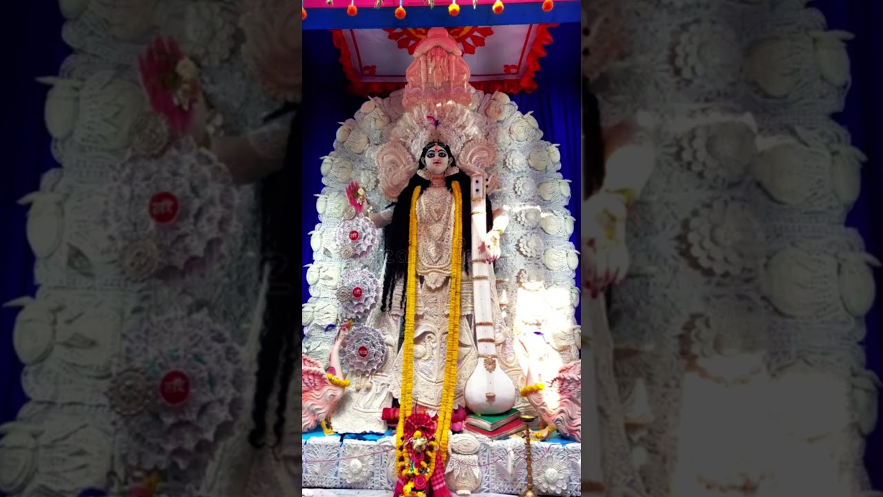 Celebrating the goddess of knowledge and arts. Happy Saraswati Puja🤍🤍