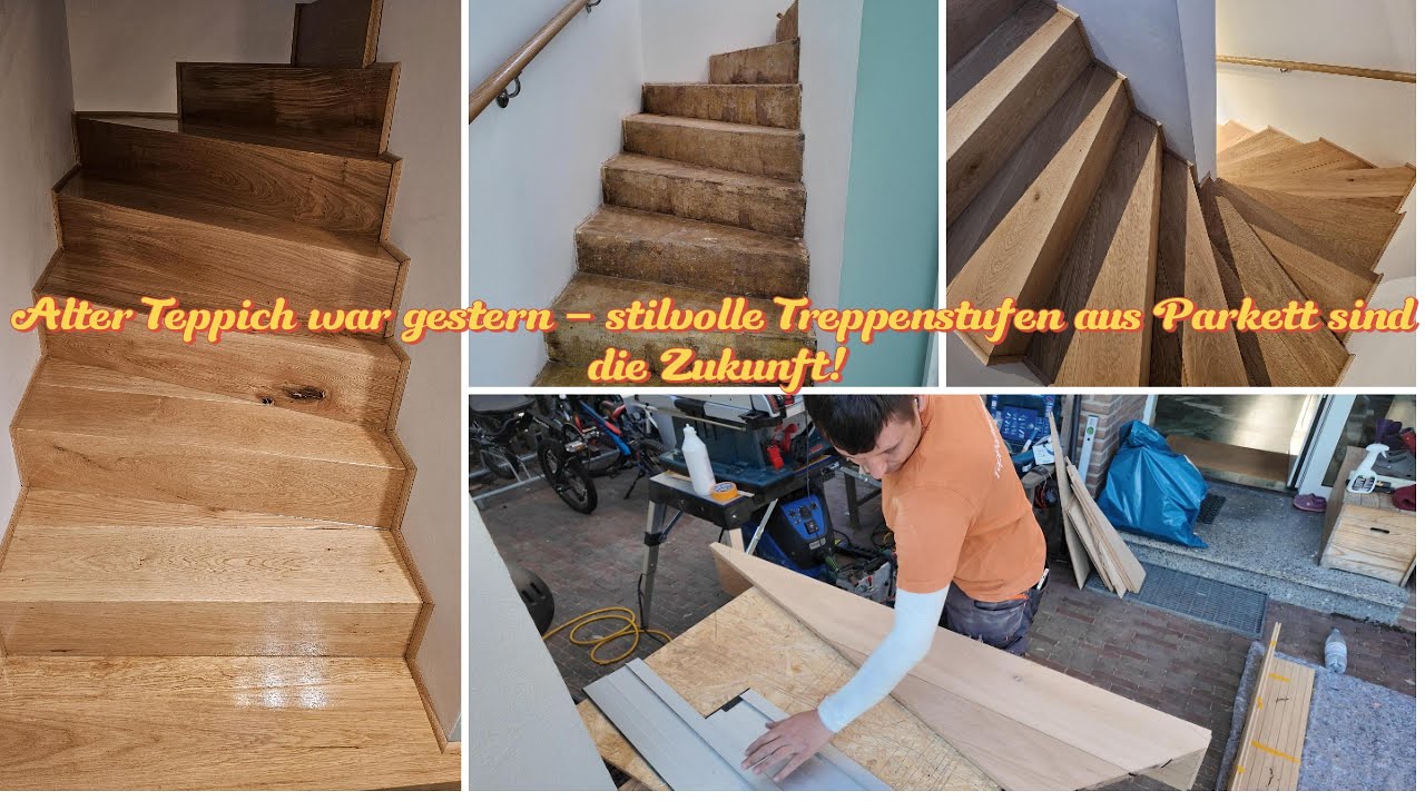 🪵 Alter Teppich war gestern – stilvolle Treppenstufen aus Parkett sind die Zukunft! 🪜