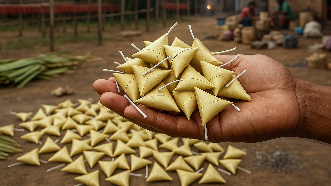 Organic Cracker - Palm Leaf Bomb Making Process for Festival Celebrations