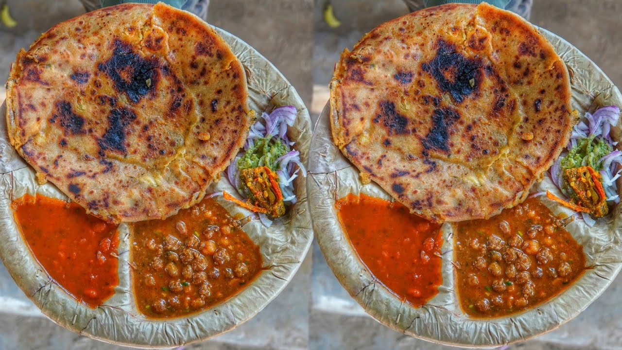 Desi Ghee Paratha Thali, Rajma, Chole Chawal, Raita & More || Delhi Street Food
