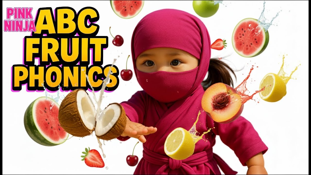 Pink Ninja ABC Song for Kids | 🍎 ABC Fruit Phonics Song