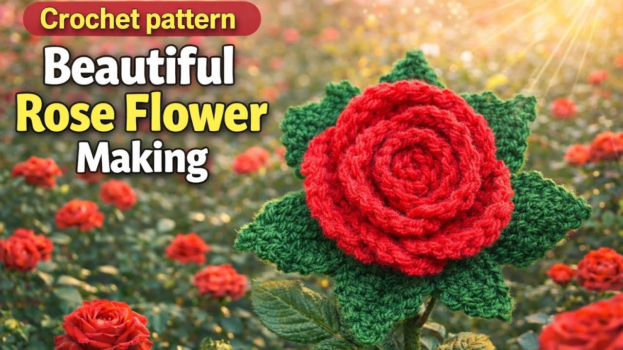 How to Make Crochet Rose Flower TutorialCrochet Rose Flower Making at HomeDIY 🌹Step by Step Tutorial
