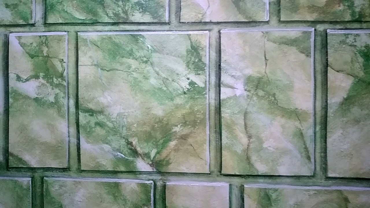Sangat Mudah Tehniknya !! Motif Marmer Hijau Lumut Dengan Motif Effect 3D