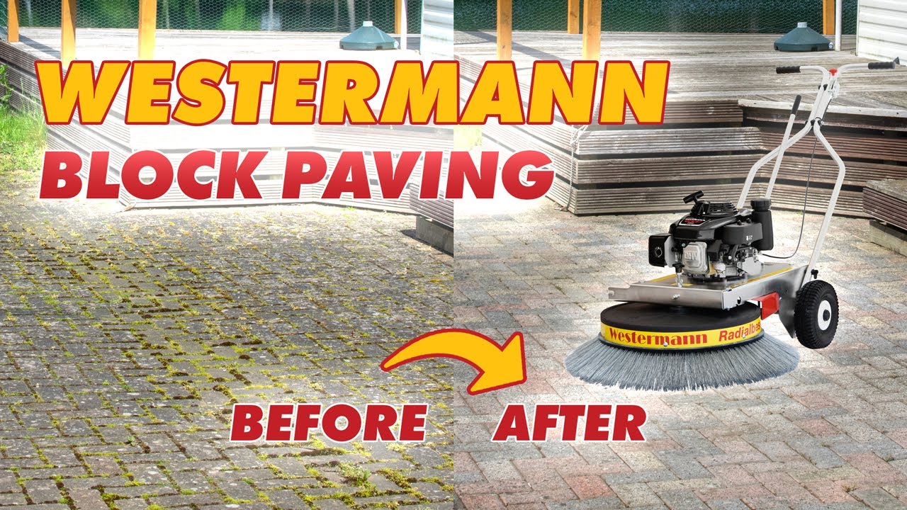 Timelapse of Block Paving Cleaning | Westermann Honda Moss Brush