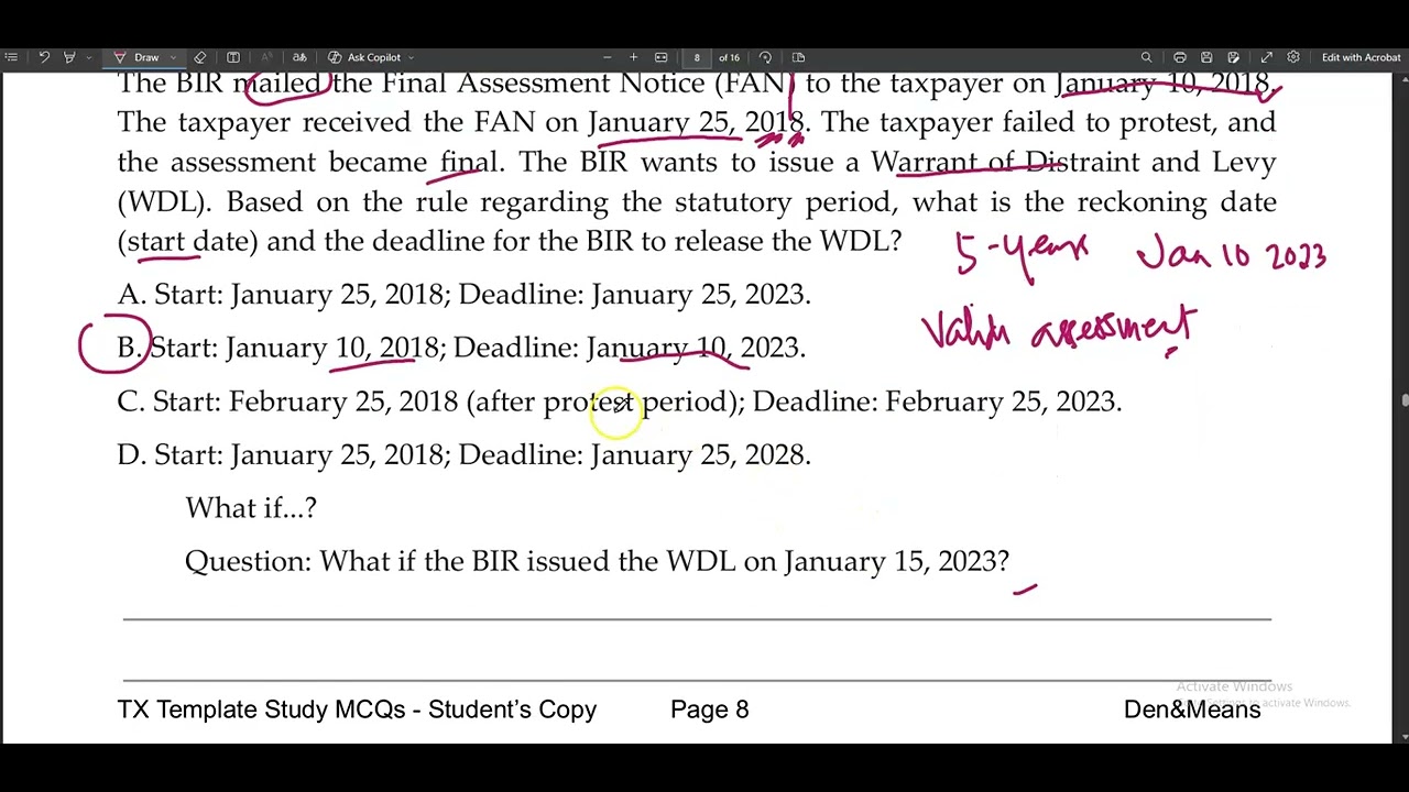MCQ018-019 Remedies: Collection
