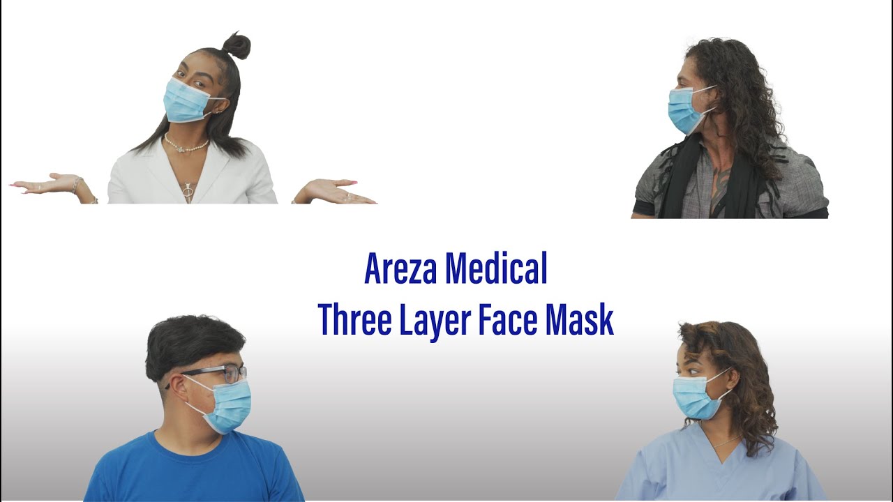 Areza Medical Three Layer Face Mask 17.5 cm x 9 cm Box of 50 ASTM Level 3