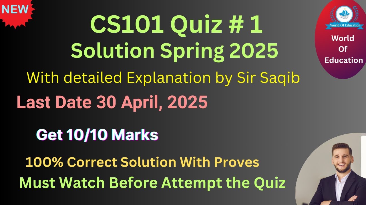 cs101 quiz 1 spring 2025 | cs101 quiz 1 2025 | cs101 quiz 1 solution 2025 | World Of Education