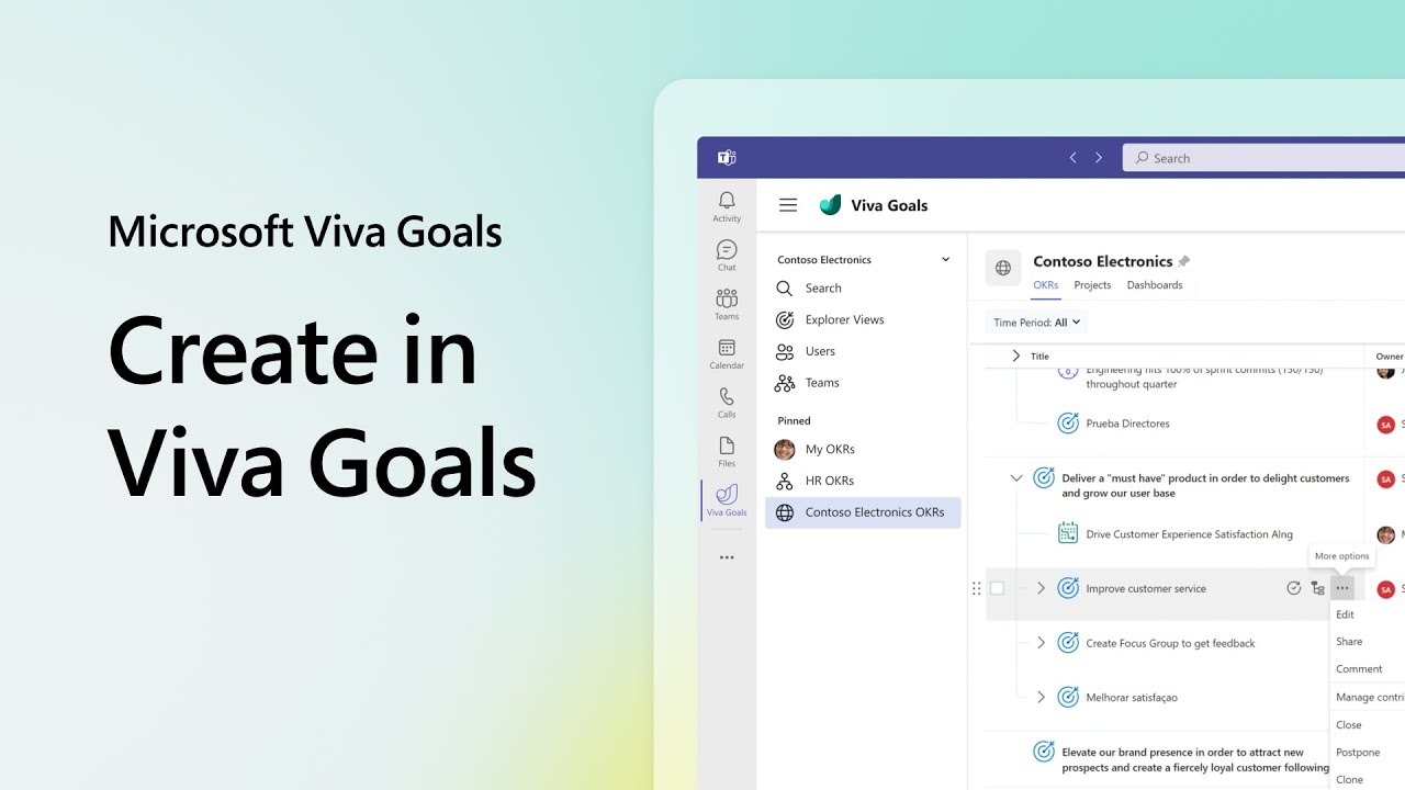 Create Objectives, Key Results, and Initiatives with Microsoft Viva Goals