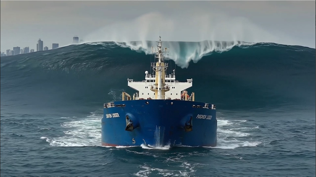 The Unthinkable: Massive Timber Carrier Swallowed by a Tropical Tsunami AI