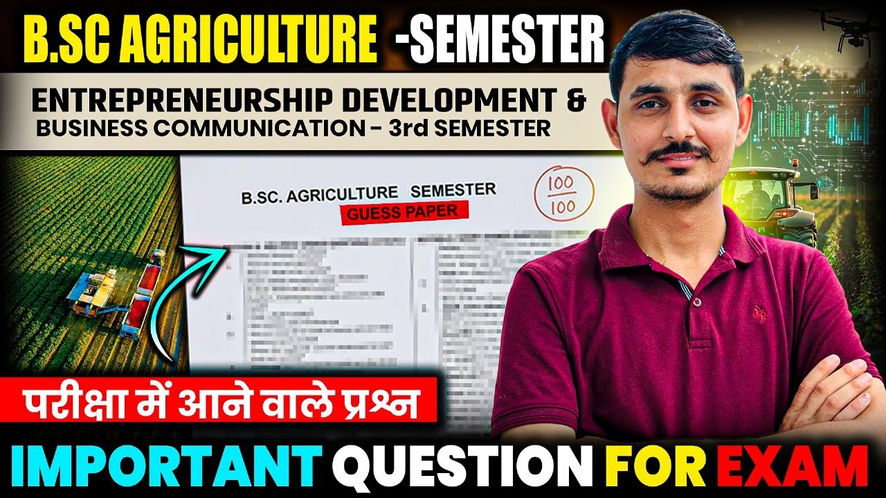 Entrepreneurship development & business Communication Guess Paper bsc agriculture 3rd semester