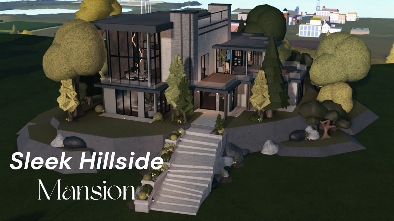 Bloxburg | Sleek Hillside Mansion Speedbuild | No Decals | Part Two