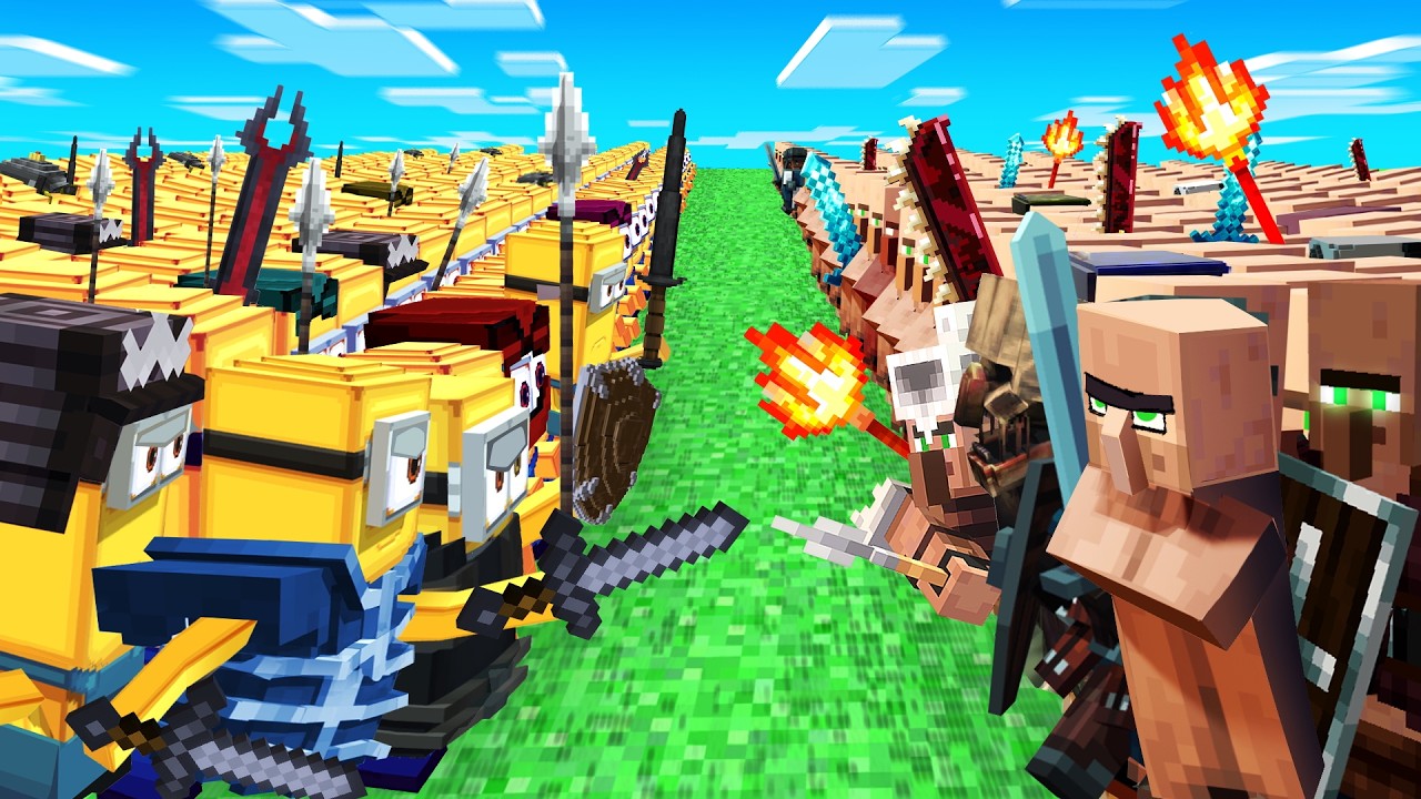 10,000 Villagers VS 10,000 Minions (+ Pillagers, Aliens & More Minecraft Compilation)