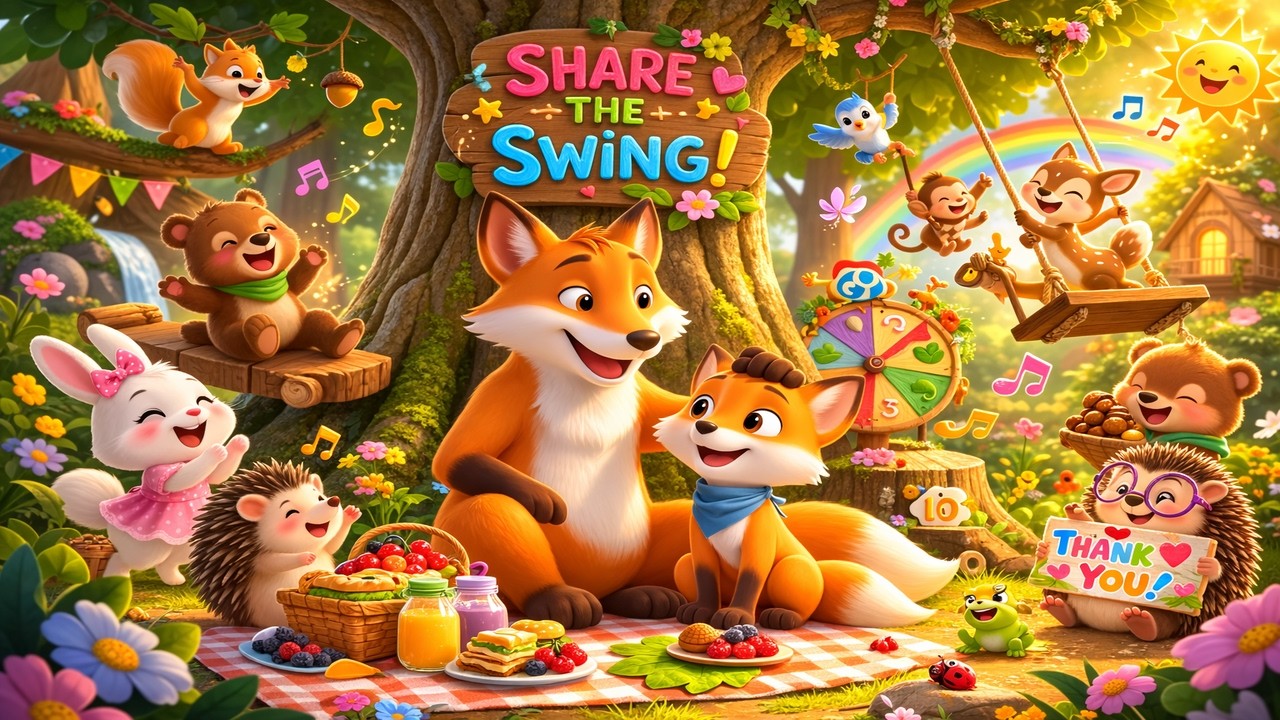 Max Learns to Share the Forest Swing 🦊 Fox Family Stories About Sharing 🌲 Kids Cartoon Moral Story