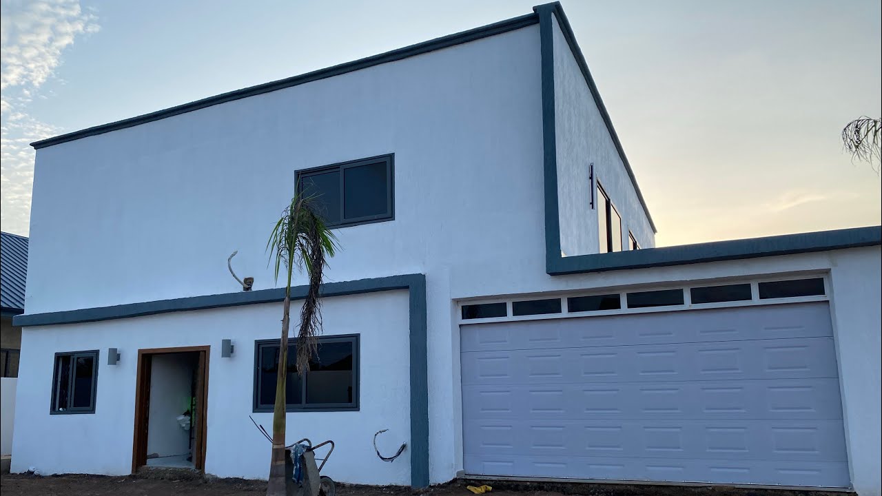 BUILDING IN GHANA🇬🇭 /FENCE GRAFFIATO PAINT/LANDSCAPING