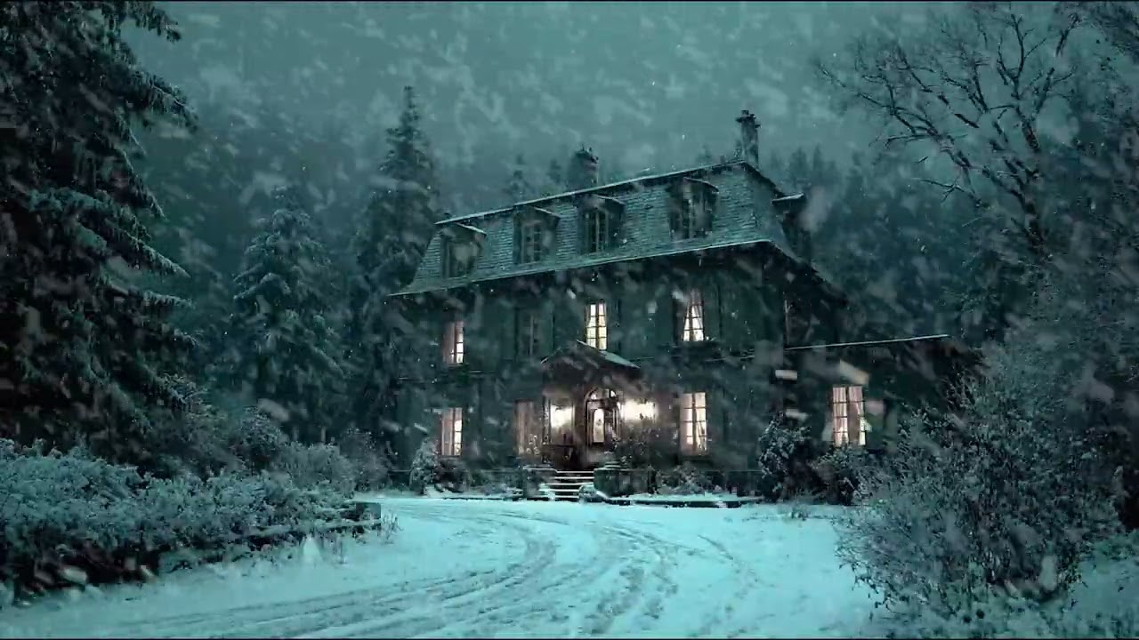 Calming Snowfall with Whispering Winter Wind