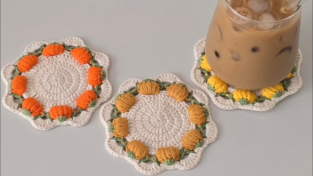 🎃Kolay Tığ İşi Balkabağı Bardak Altlığı | Easy Crochet Pumpkin Coaster