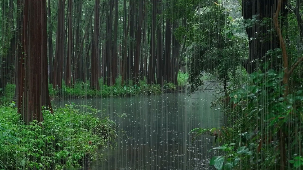 The beautiful little river is raining(404) , sleep, relax, meditate, ASMR, Real Shot