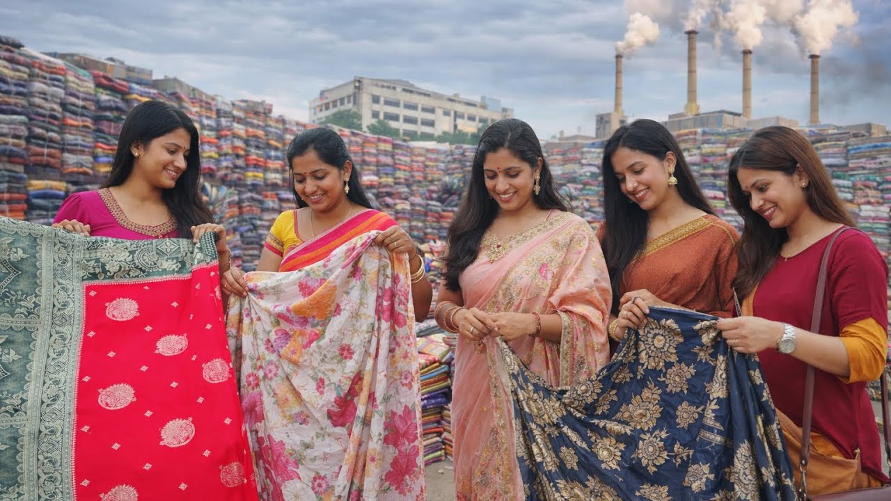 సూరత్‌లోనే అతిపెద్ద సారీ ఫ్యాక్టరీ 🔥 పట్టుచీరలు హోల్సేల్ ధరలకు surat wholesale market #saree #shorts