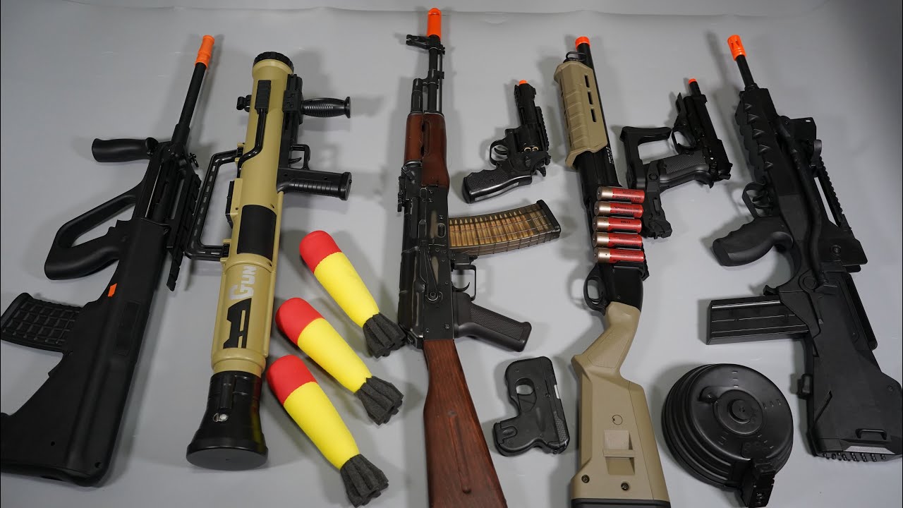 AK47 Drum magazine And Rocket Launcher Nerf Gun Toy Gun - Airsoft AUG -Realistic Toy Guns Collection